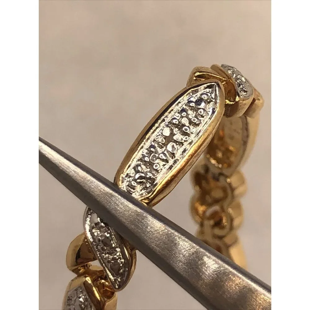 Designer 925 Sterling Silver Vermeil Two Tone Diamond Tennis Bracelet